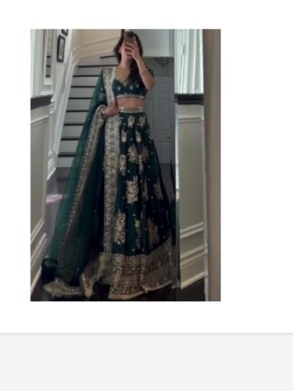 Embellished Dark Green Lehenga Choli with Gold Detailing